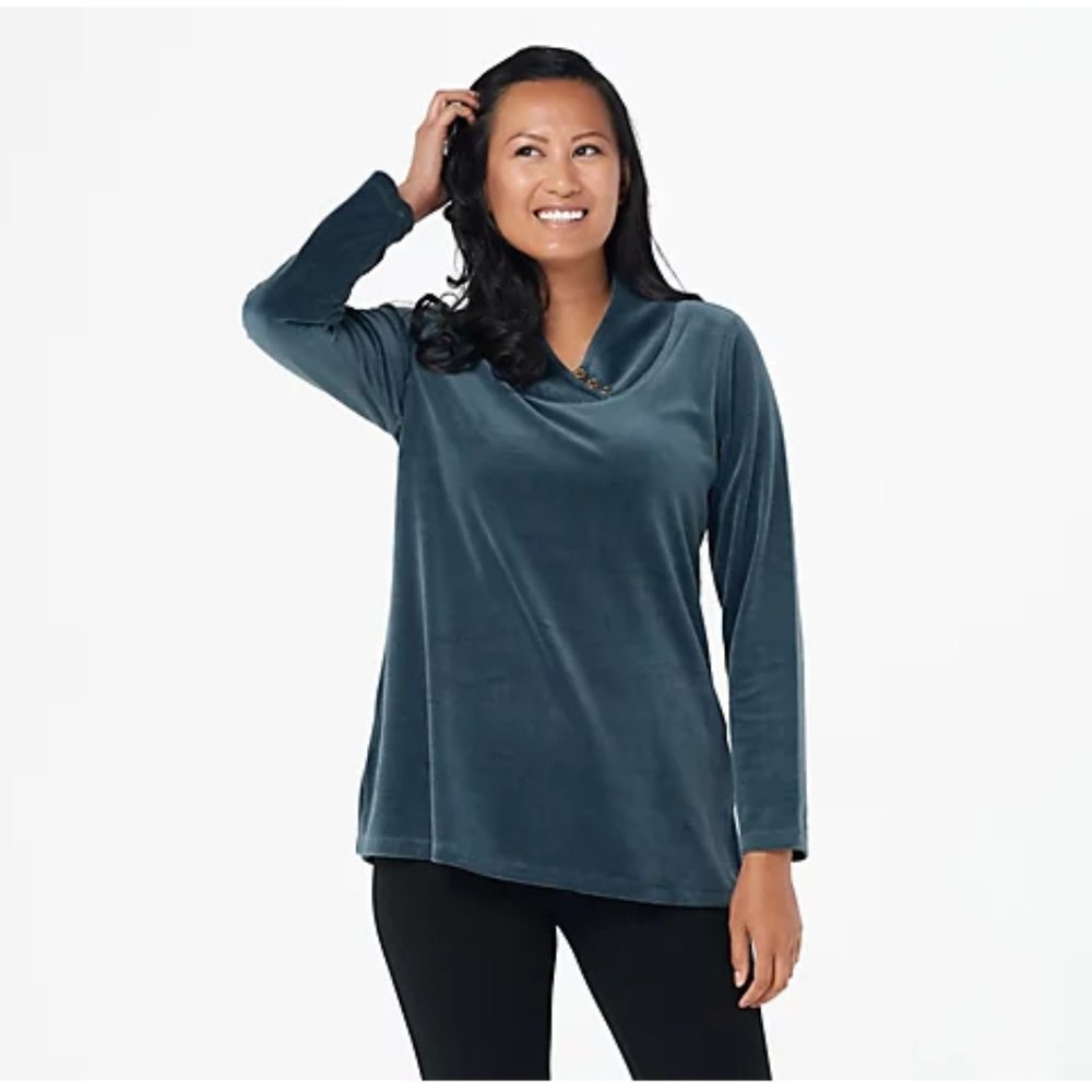 DENIM & Co. Active Regular Velour Tunic with Cross